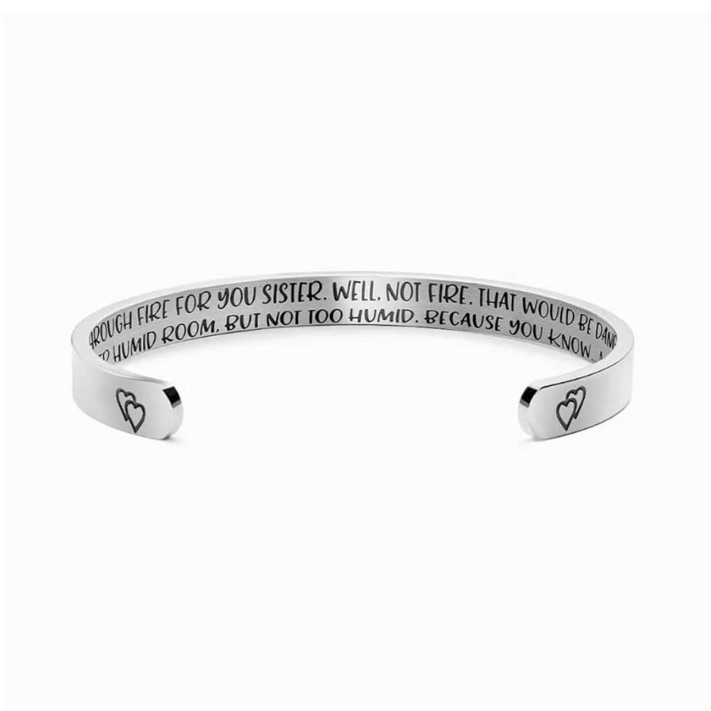 Nib Joycuff Sister Funny Silver Cuff Bracelet